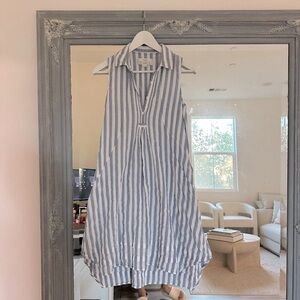 Birds of Paradis by Trovata Cotton Striped‎ Collared Sleeveless Mini Dress XS